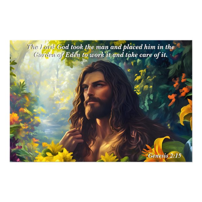 God Placed Man in the Garden, God & Creation Verse Photo Print (Front)