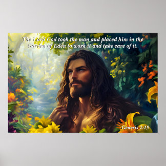 God Placed Man in the Garden, God & Creation Verse Poster