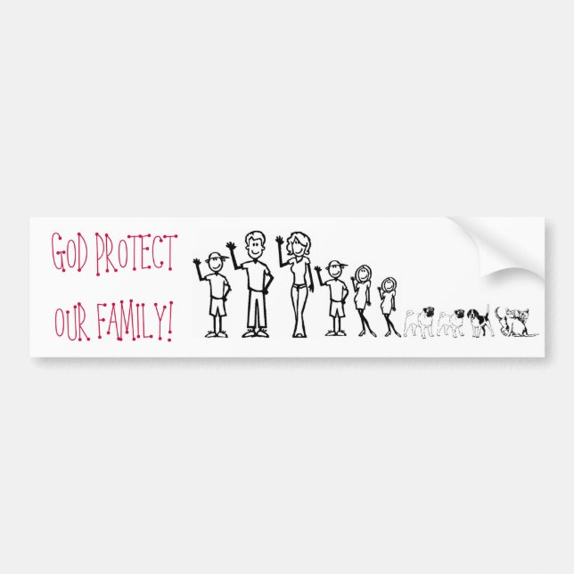 GOD PROTECT OUR FAMILY BUMPER STICKER (Front)