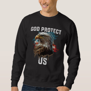 God Protect US American Bald Eagle Christian 4th O Sweatshirt