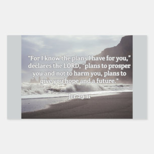 God Quotes: Jer 29:11-- "God's Plan For You" Rectangular Sticker