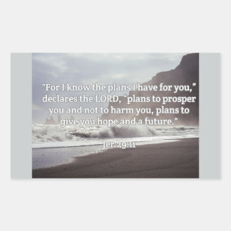God Quotes: Jer 29:11-- "God's Plan For You" Rectangular Sticker