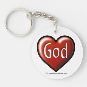 GOD red heart Key Ring