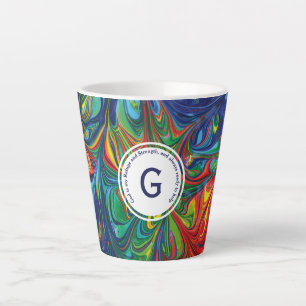 GOD REFUGE STRENGTH Abstract Monogram Custom BLUE Latte Mug