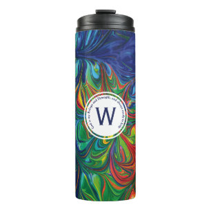 GOD REFUGE STRENGTH Abstract Monogram Custom BLUE Thermal Tumbler