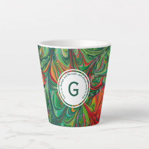 GOD REFUGE STRENGTH Abstract Monogram Custom GREEN Latte Mug