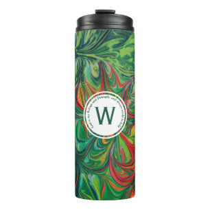 GOD REFUGE STRENGTH Abstract Monogram Custom GREEN Thermal Tumbler