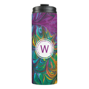 GOD REFUGE STRENGTH Abstract Monogram PURPLE Thermal Tumbler