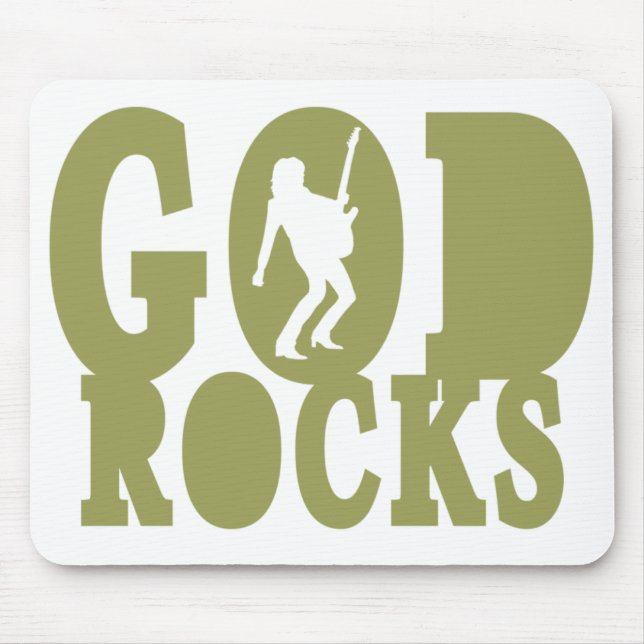 God Rocks - Christian Rock Gear! Mouse Mat (Front)