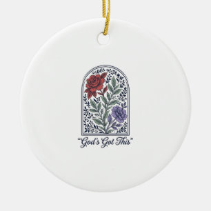 God’s Got This Vintage Floral Faith Ceramic Tree Decoration