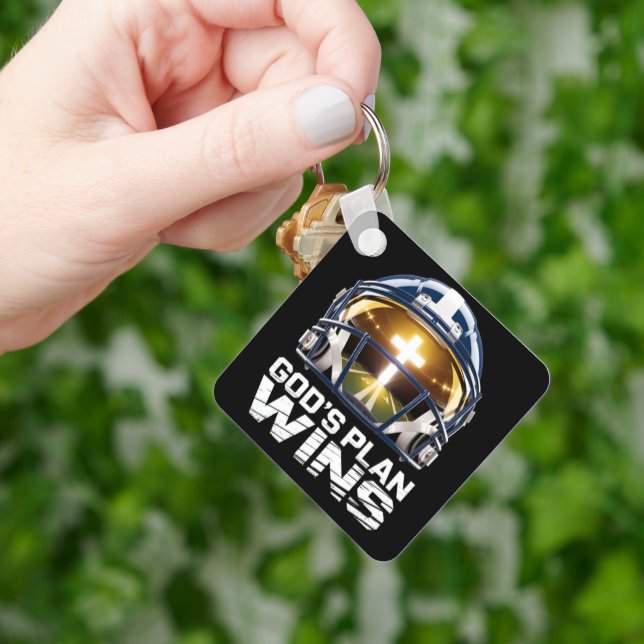 God’s Plan Football Helmet Keychain (Hand)