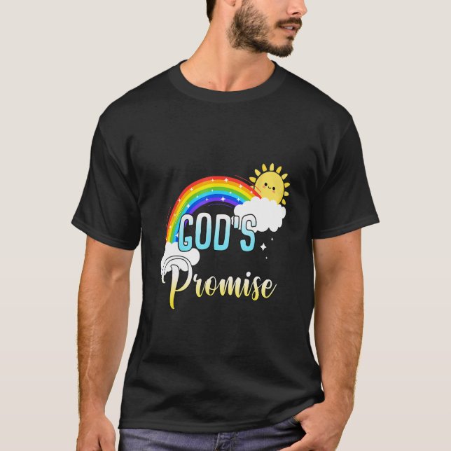 God s Promise a Rainbow  Christian Religion Saying T-Shirt (Front)