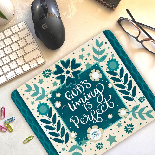 God’s Timing Inspiring Floral Quote Mouse Mat (Creator Uploaded)