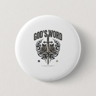 God’s Word Sword & Roses Vintage Christian 6 Cm Round Badge
