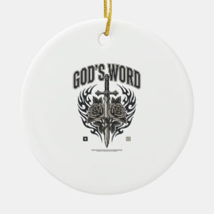God’s Word Sword & Roses Vintage Christian Ceramic Tree Decoration