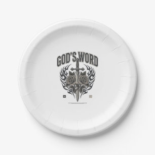 God’s Word Sword & Roses Vintage Christian Paper Plate