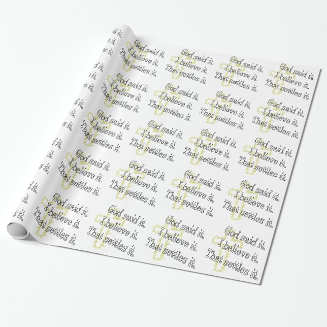 God Said It Brown Letters  Wrapping Paper (Unrolled)