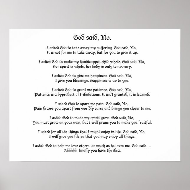 God said no: Poster (Front)