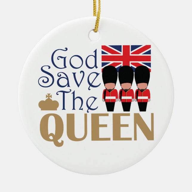 God Save Queen Ceramic Tree Decoration (Front)