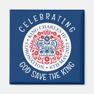 GOD SAVE THE KING Charles III Coronation Blue Magnet