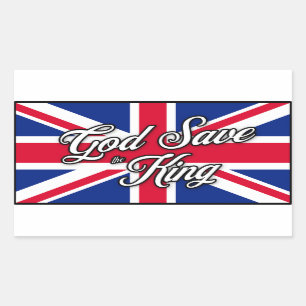 "God Save the King" on British Union Jack Flag Rectangular Sticker