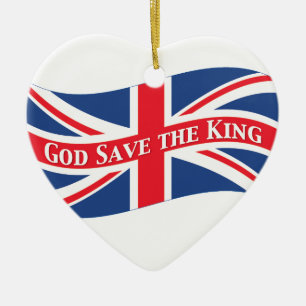 God Save the King with Union Jack Ceramic Tree Decoration