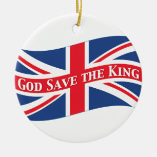God Save the King with Union Jack Ceramic Tree Decoration