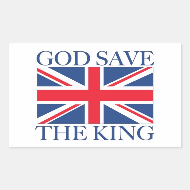 God Save the King with Union Jack Rectangular Sticker (Front)