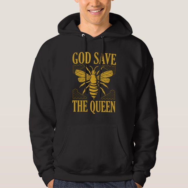God Save The Queen Funny Beekeeper Bee Love Gift Hoodie (Front)