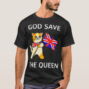 God Save the Queen  Patriotic British Cat Flag of  T-Shirt
