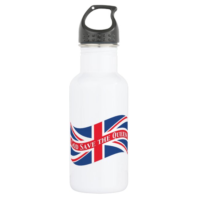 God Save the Queen with Union Jack 532 Ml Water Bottle (Front)