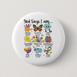 God Say I Am Strong Christian Autism Awareness  6 Cm Round Badge