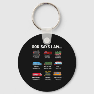 God Say I Am Train Shirt Christian Toddler Boy Loc Key Ring