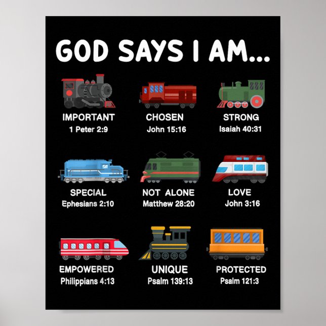 God Say I Am Train Shirt Toddler Boy Christian Loc Poster (Front)