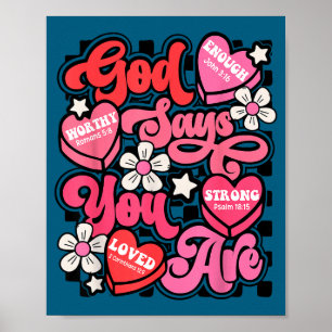God say you candy heart valentine's jesus christia poster