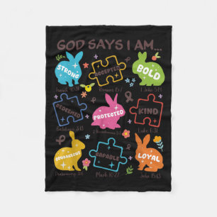 God Says Be Kind Autism Awareness SPED Easter Fleece Blanket
