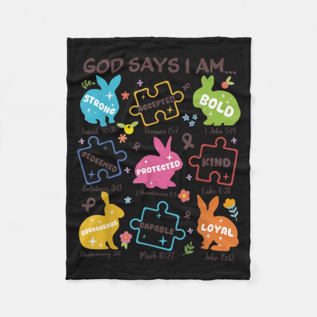 God Says Be Kind Autism Awareness SPED Easter Fleece Blanket (Front)