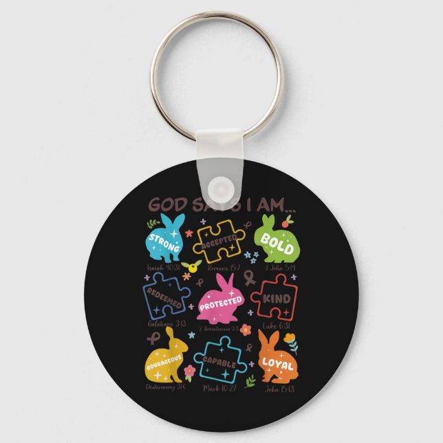 God Says Be Kind Autism Awareness SPED Easter Key Ring (Front)