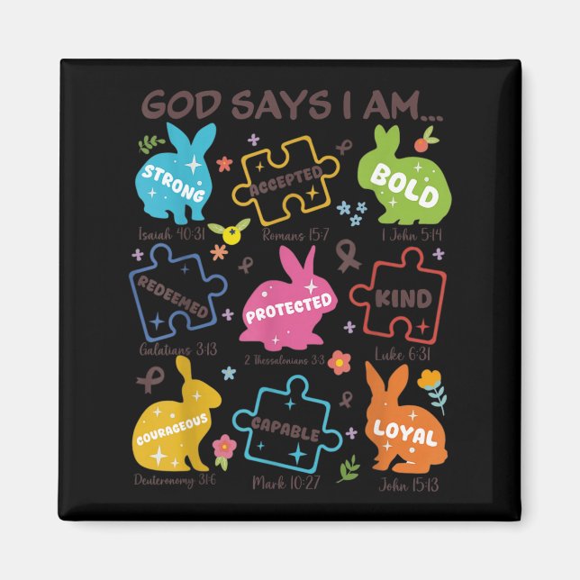 God Says Be Kind Autism Awareness SPED Easter Magnet (Front)