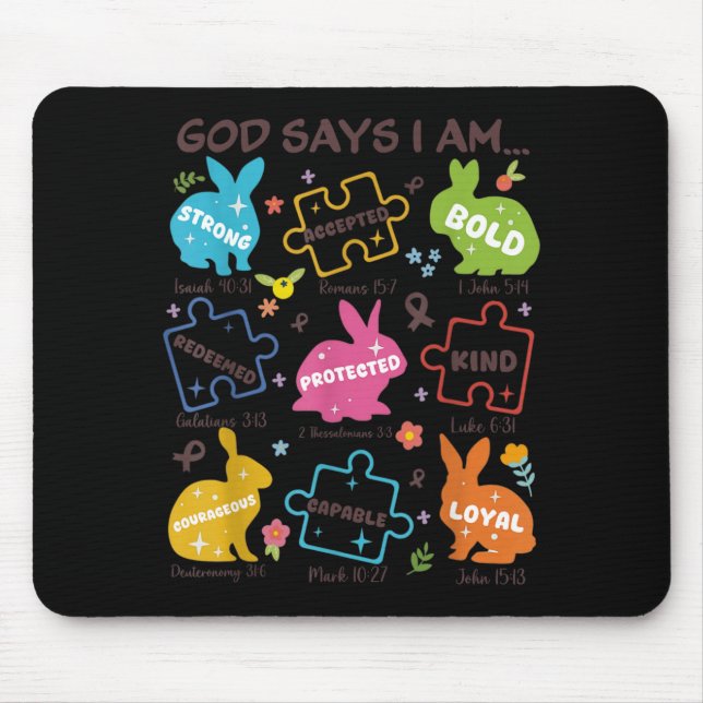 God Says Be Kind Autism Awareness SPED Easter Mouse Mat (Front)
