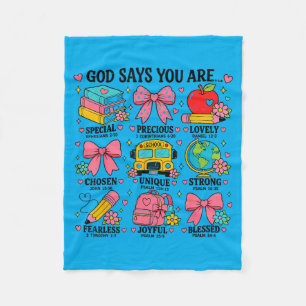 God Says Christian Preschool Teacher Faith Fleece Blanket