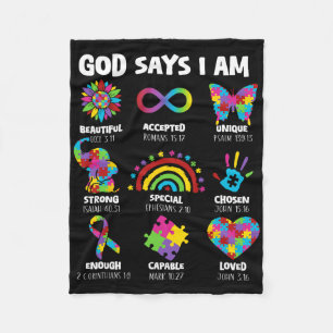 God Says I Am Autism Christian Boy Girl Kid Autism Fleece Blanket