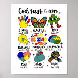 God Says I Am Autism Jesus Christian Motivation Be Poster