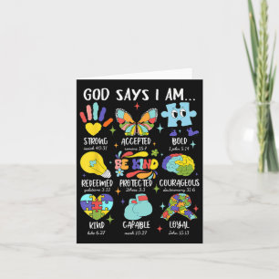 God Says I Am Be Kind Autism Awareness Sped Women Card