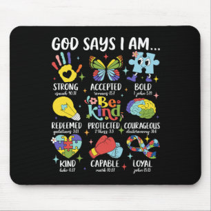 God Says I Am Be Kind Autism Awareness Sped Women Mouse Mat