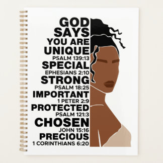 God Says I Am Beautiful Black Queen Melanin Woman Planner