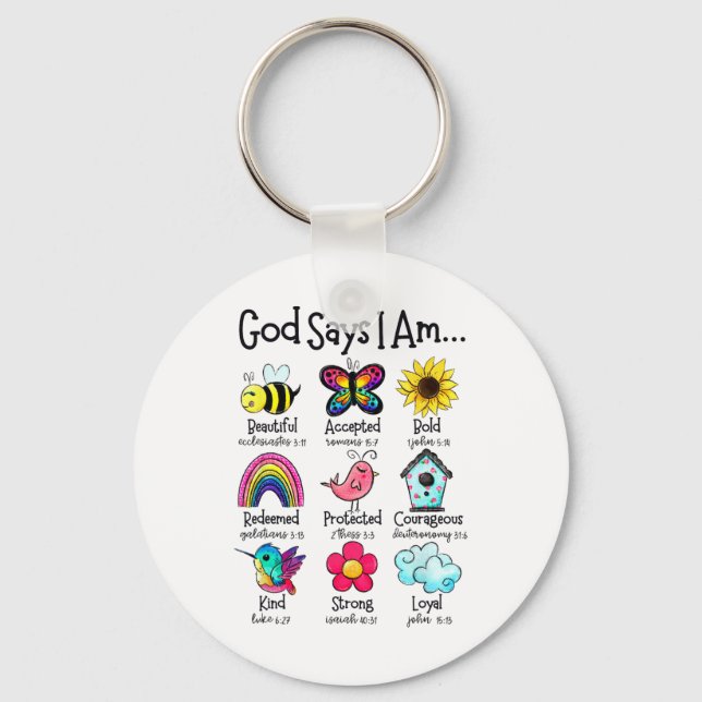God Says I Am Bee Spring Christian Funny Easter Da Key Ring (Front)