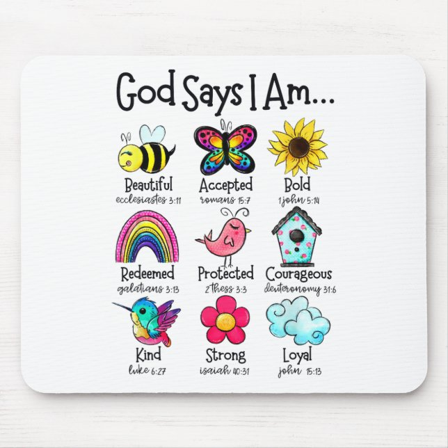 God Says I Am Bee Spring Christian Funny Easter Da Mouse Mat (Front)