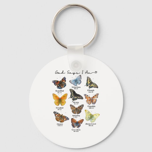 God Says I Am Bible Verse Religious Christian Butt Key Ring (Front)