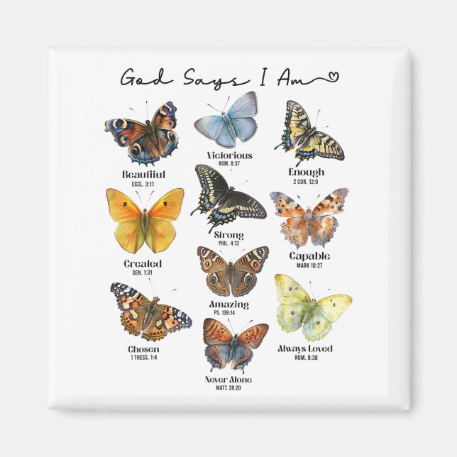 God Says I Am Bible Verse Religious Christian Butt Magnet (Front)